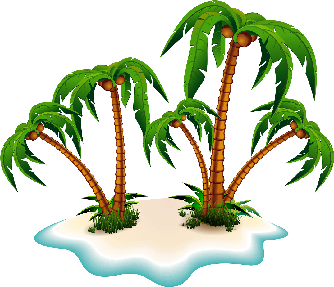 Palm Tree Png Clipart - Palm Tree Island Clip Art Png (437x375), Png Download