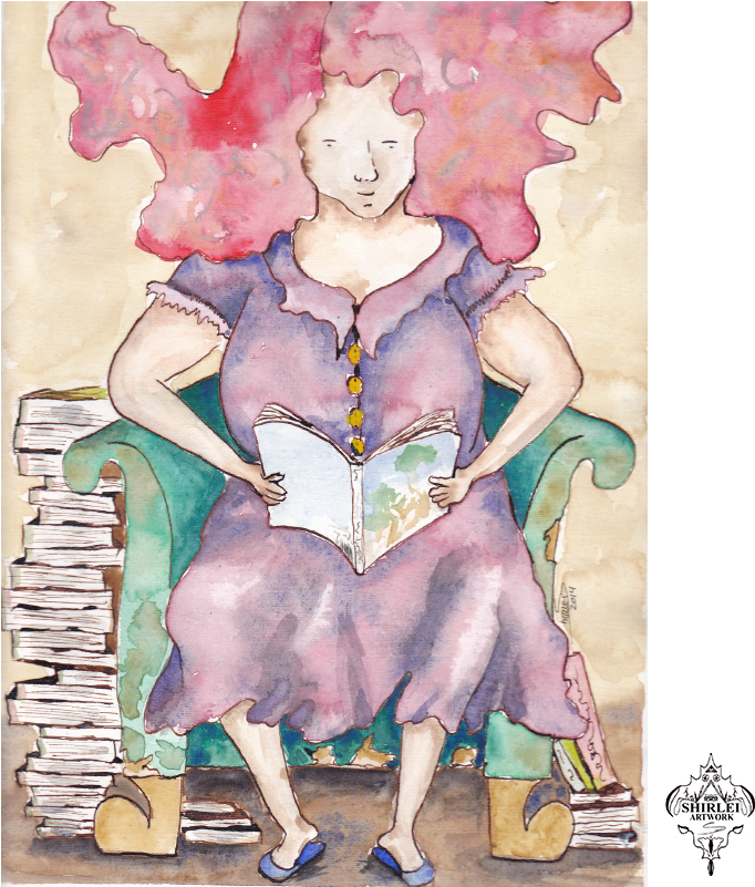 The Reader Watercolor, Character Illustration - Watercolor Painting (800x800), Png Download