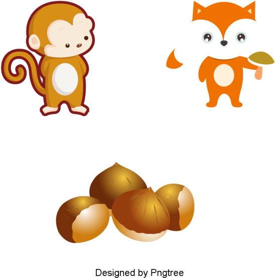 Beautiful Cartoon Cute Hand-painted Autumn Anime Monkey - Dessins Animaux D Automne (640x640), Png Download