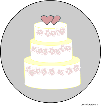 Big Wedding Cake With Two Hearts, Free Png Clip Art - Wedding Cake (450x450), Png Download