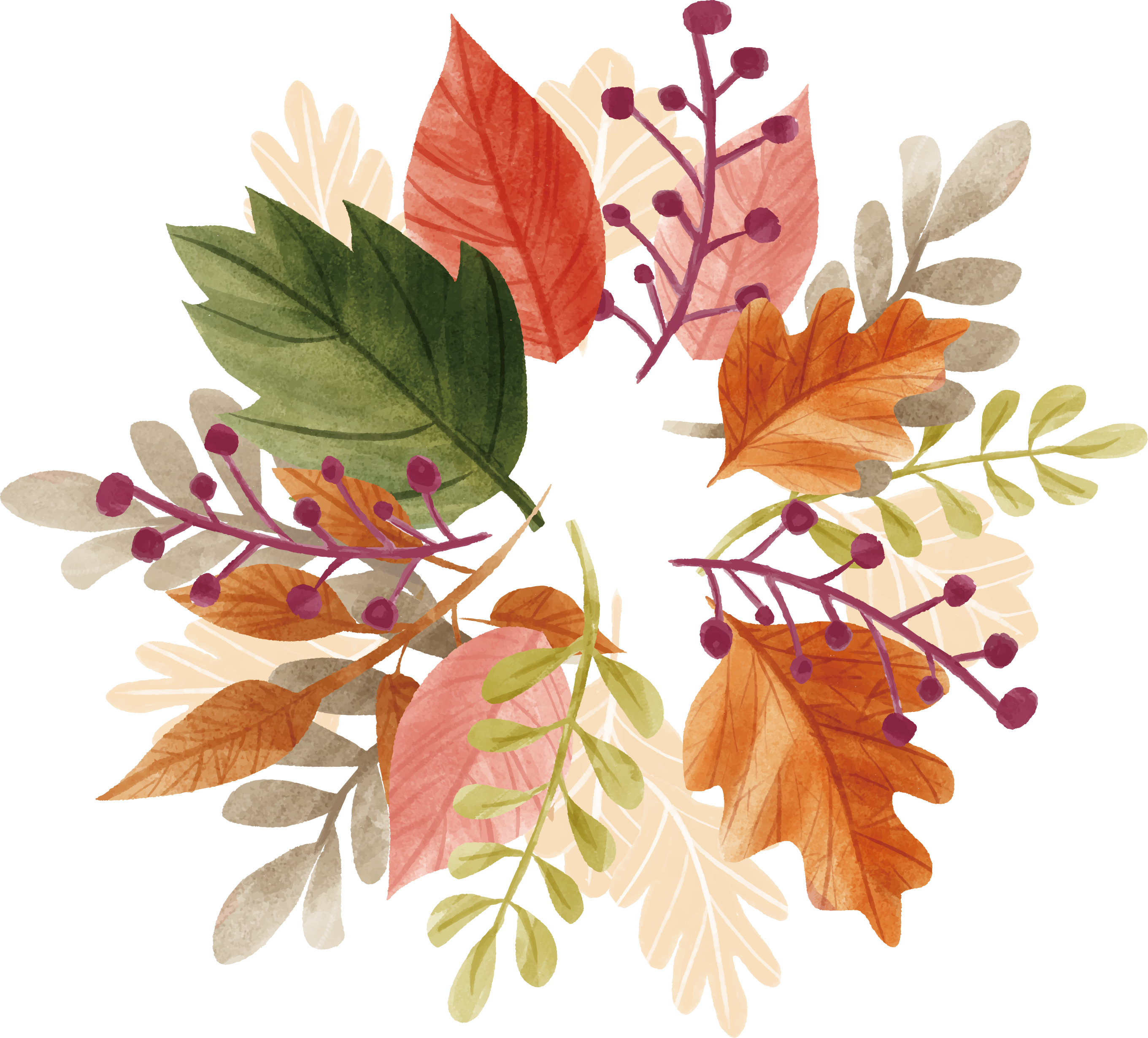 Watercolor Autumn Leaf Box Transprent Png Free - Watercolor Fall Leaves Transparent (2721x2461), Png Download