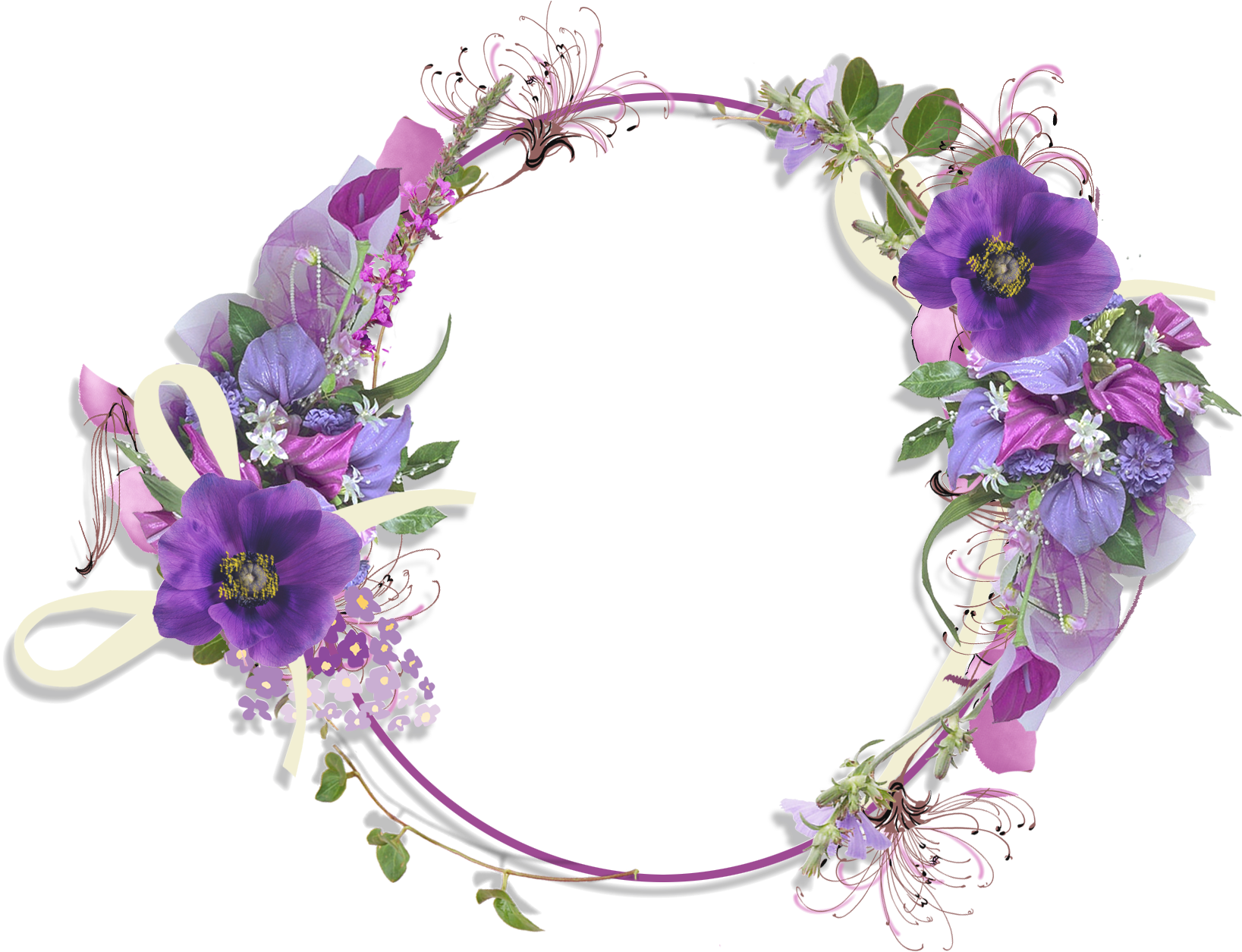 Purple Flower Borders And Frames - Purple Frame Png (600x457), Png Download