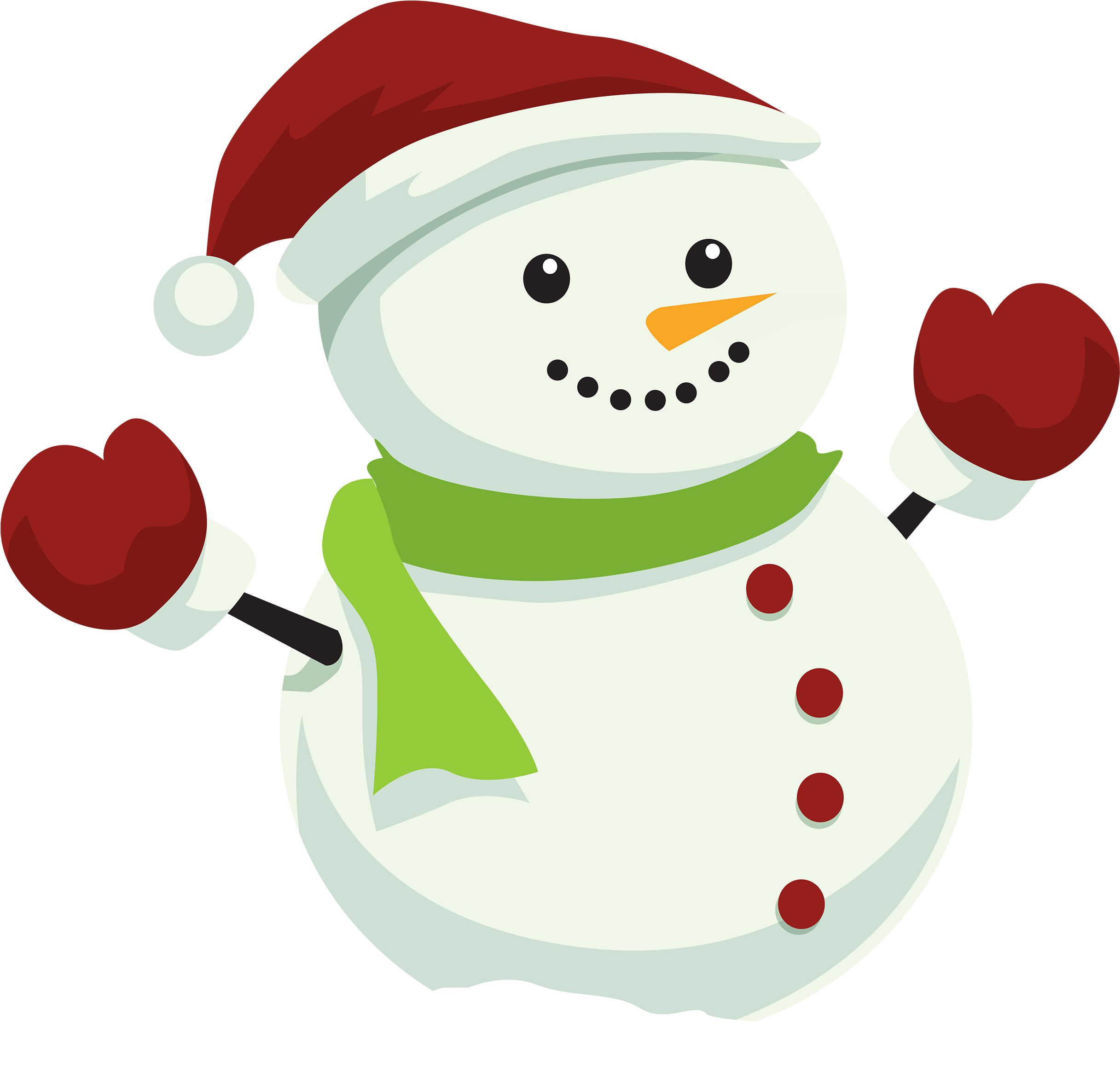 Snowman With Christmas Hat Png Clipart - Snow Man Png (2500x2408), Png Download