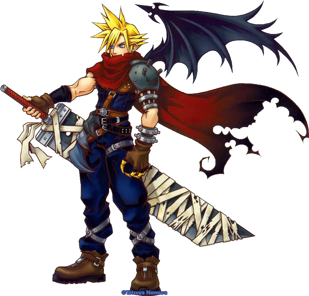 Cloud Kh - Kingdom Hearts 1 Cloud Art (1065x1012), Png Download