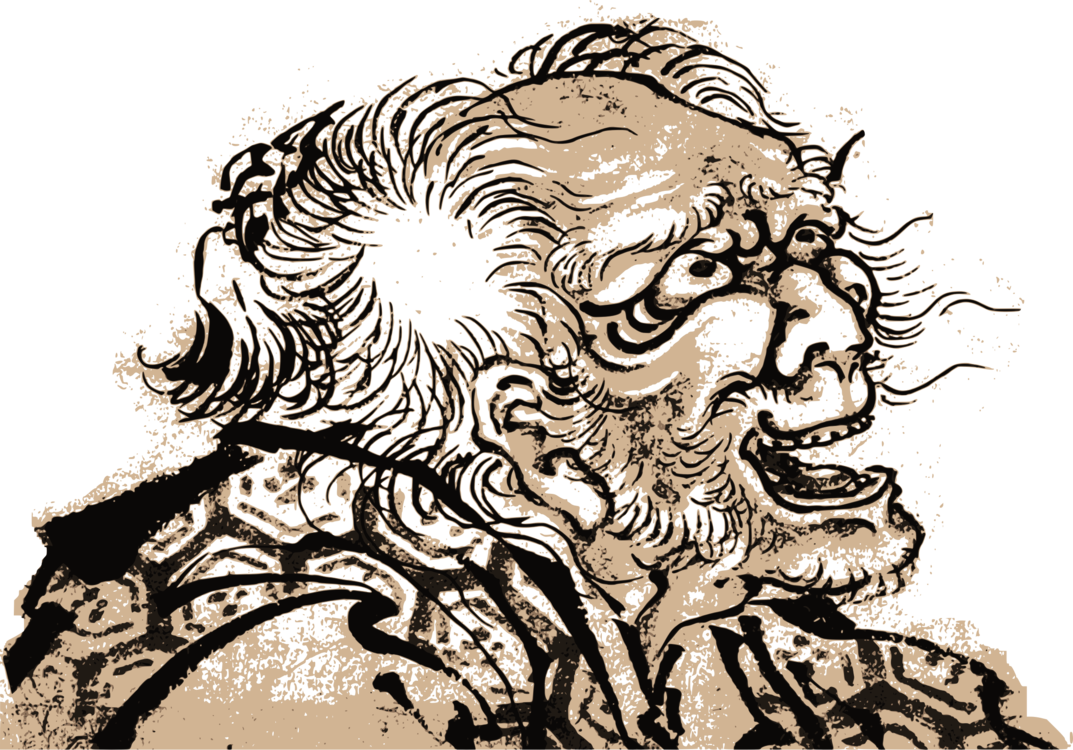 Artist Shunga Work Of Art Ukiyo-e - Hokusai Art Old Man (1073x750), Png Download