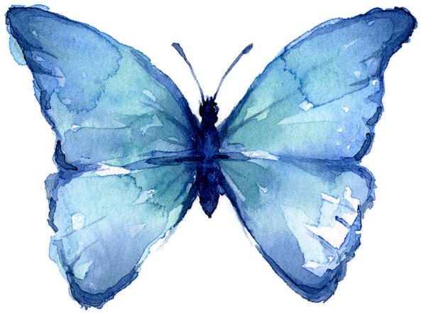 Click And Drag To Re-position The Image, If Desired - Watercolor Blue Butterfly Png (600x487), Png Download
