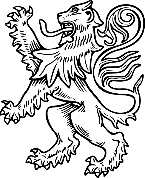 Logo Lion Clipart Black And White - Rampant Lion Clip Art (486x595), Png Download