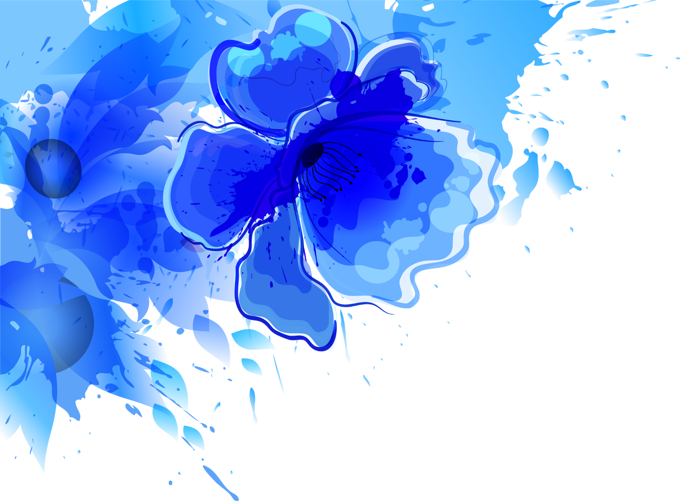 Report Abuse - Blue Flower Watercolor Png (1389x1024), Png Download
