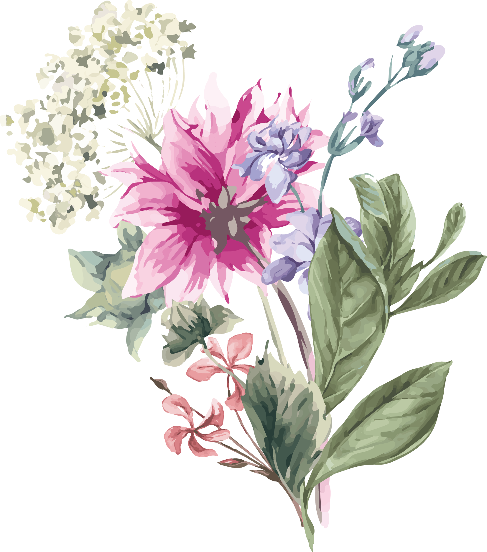Hydrangea Flower Stock Illustration Illustration - Spring Flowers Paint (1652x1870), Png Download
