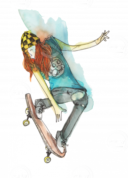 Skater Making Ollie - Illustration (433x600), Png Download