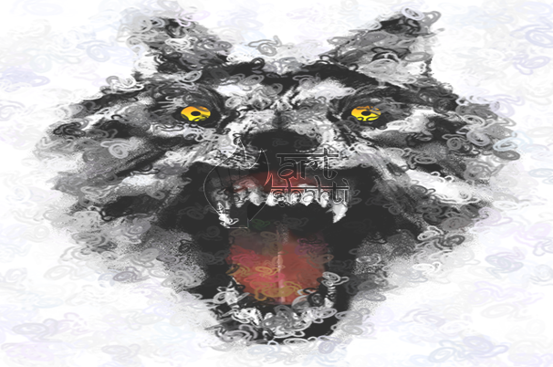 Abstract Scary Wolf Graphics Art - Watercolor Painting (606x402), Png Download
