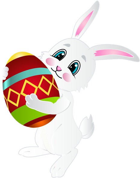 Easter Bunny Png Free Download - Glücklicher Osterhase, Der Buntes Ei Trägt Karte (470x600), Png Download