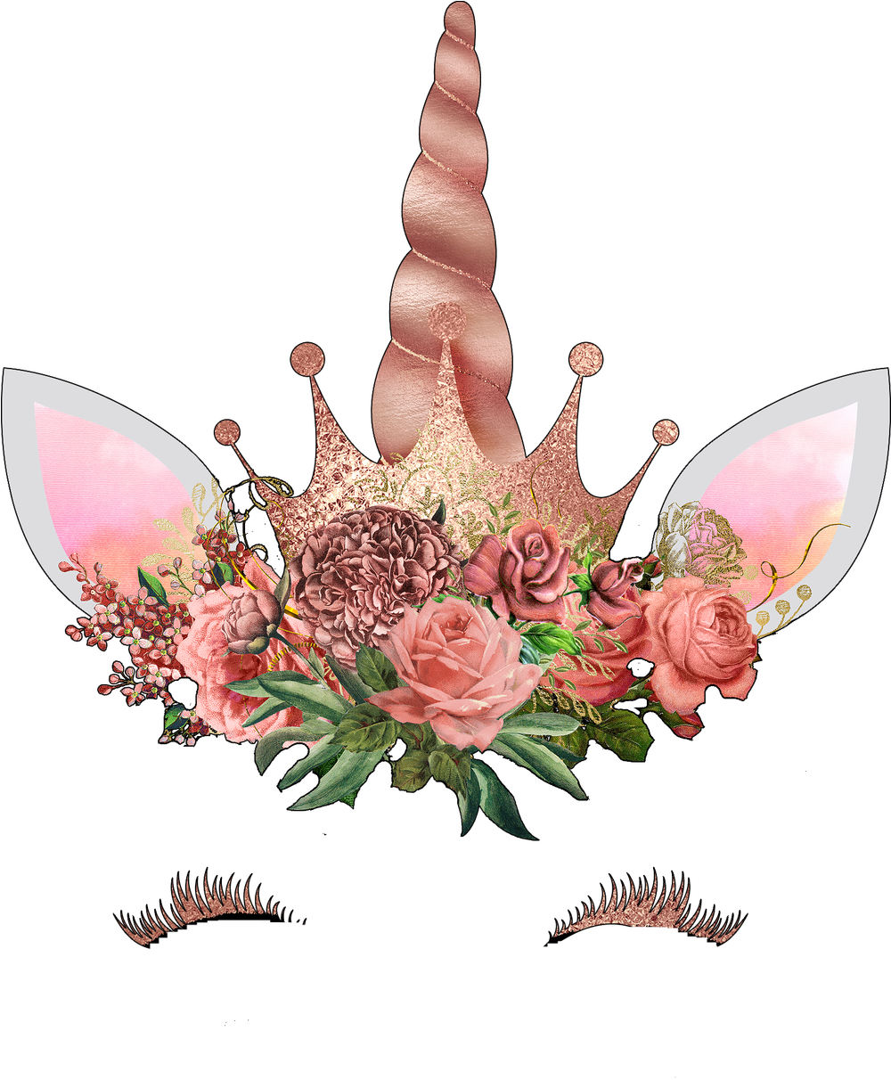 Rose Gold Ready To Press Transfer - Unicorn Face Png (999x1280), Png Download