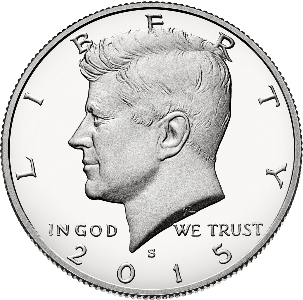 Us Half Dollar Obverse 2015 - 2018 Kennedy Half Dollar (1037x1024), Png Download