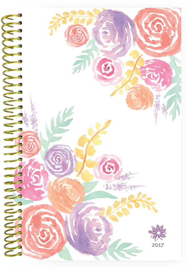 2017 Daily Planner Pre-order, Watercolor Flowers - Bloom Daily Planners 2017 Calendar Year Daily Planner (758x1024), Png Download