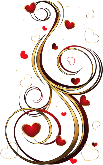 Transparent Red And Gold Hearts Ornament Png Picture - Illustration (388x600), Png Download