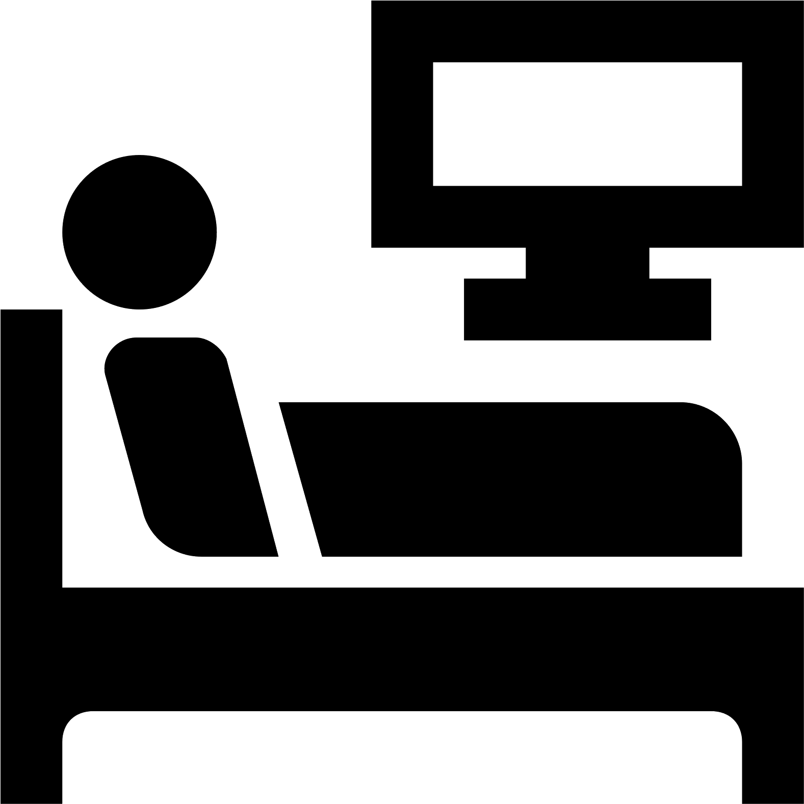 The Image Is Of A Person Sitting Up In Bed - Watch Tv Icon (1600x1600), Png Download