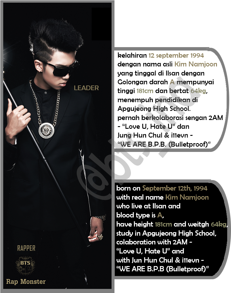 Kim Namjoon Rap Monster - Bts K Pop Art 32x24 Poster Decor (800x1000), Png Download