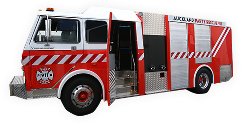 Fire Brigade Truck Png Free Download - Fire Truck Party Bus Nz (501x249), Png Download