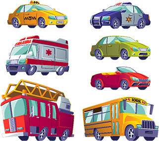 Cartoon Set Of Isolated Icons Of Urban Transport - Transport (360x360), Png Download