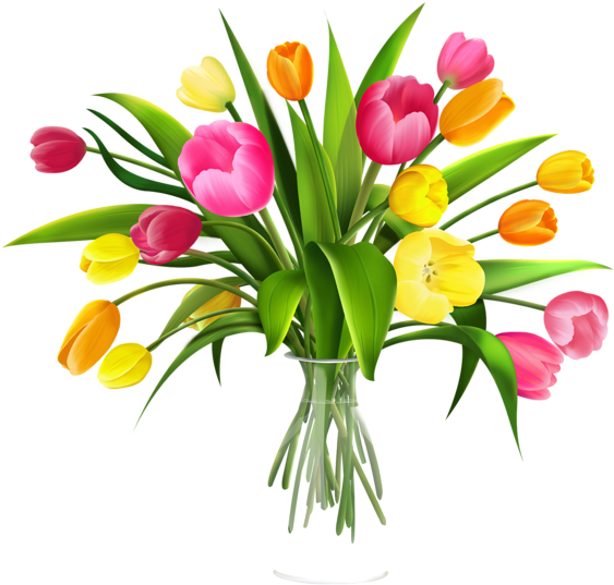 Bouquet Of Tulips Clipart (600x567), Png Download