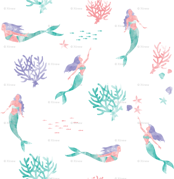 Black And White Download Watercolor Mermaids Wallpaper - Watercolor Mermaid (750x750), Png Download
