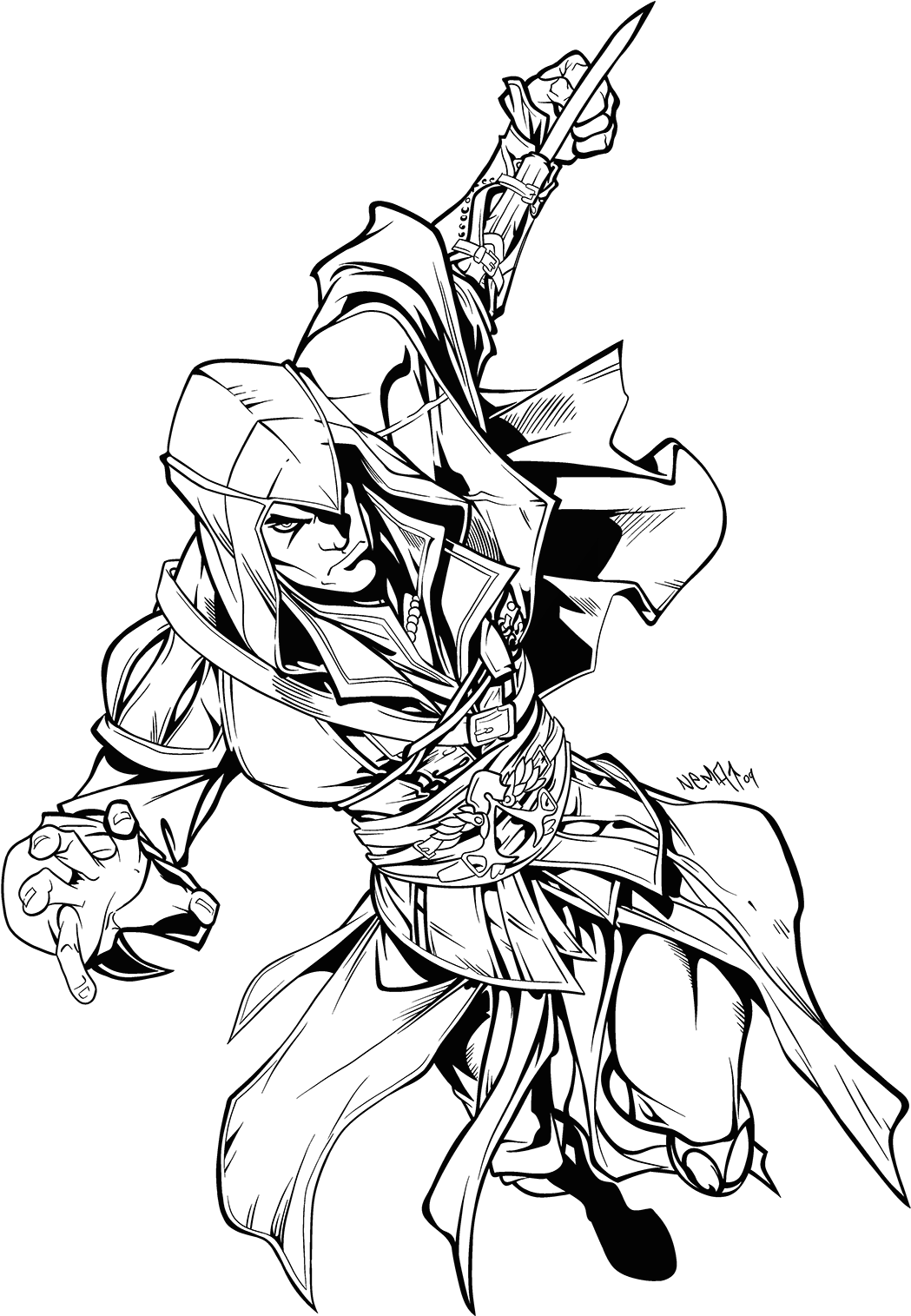 Assassins Creed Ink By Puciek On Deviantart Wallpaper - Assassin's Creed Cartoon Drawings (1171x1600), Png Download