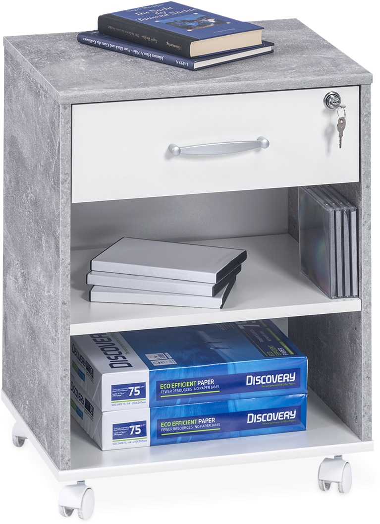 Madrid Pedestal - Maja Tv Rollcontainer 4025 Mit Einlegeböden Betonoptik (1445x1605), Png Download