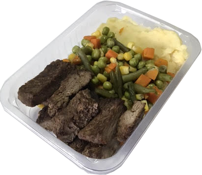 Steak, Mashed Potatoes, Mixed Vegetables - Carne Asada (413x359), Png Download