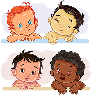 Illustrations Little Children Of Different Nationalities, - Mulatos Animados (360x360), Png Download