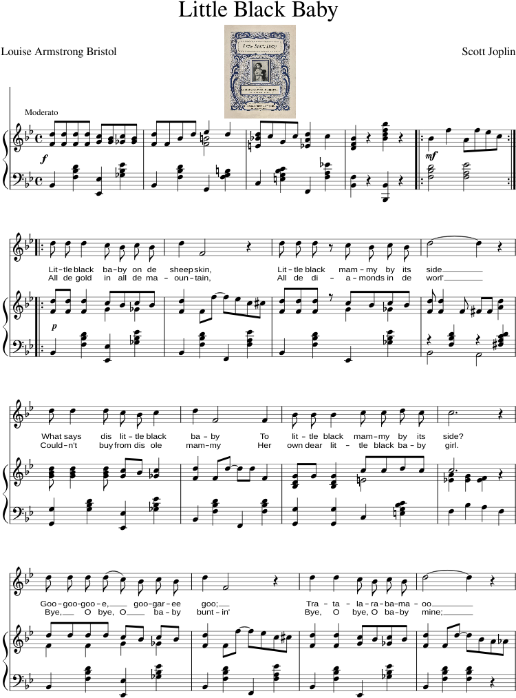 Little Black Baby Sheet Music Composed By Scott Joplin - Baby Can I Hold You (827x1169), Png Download