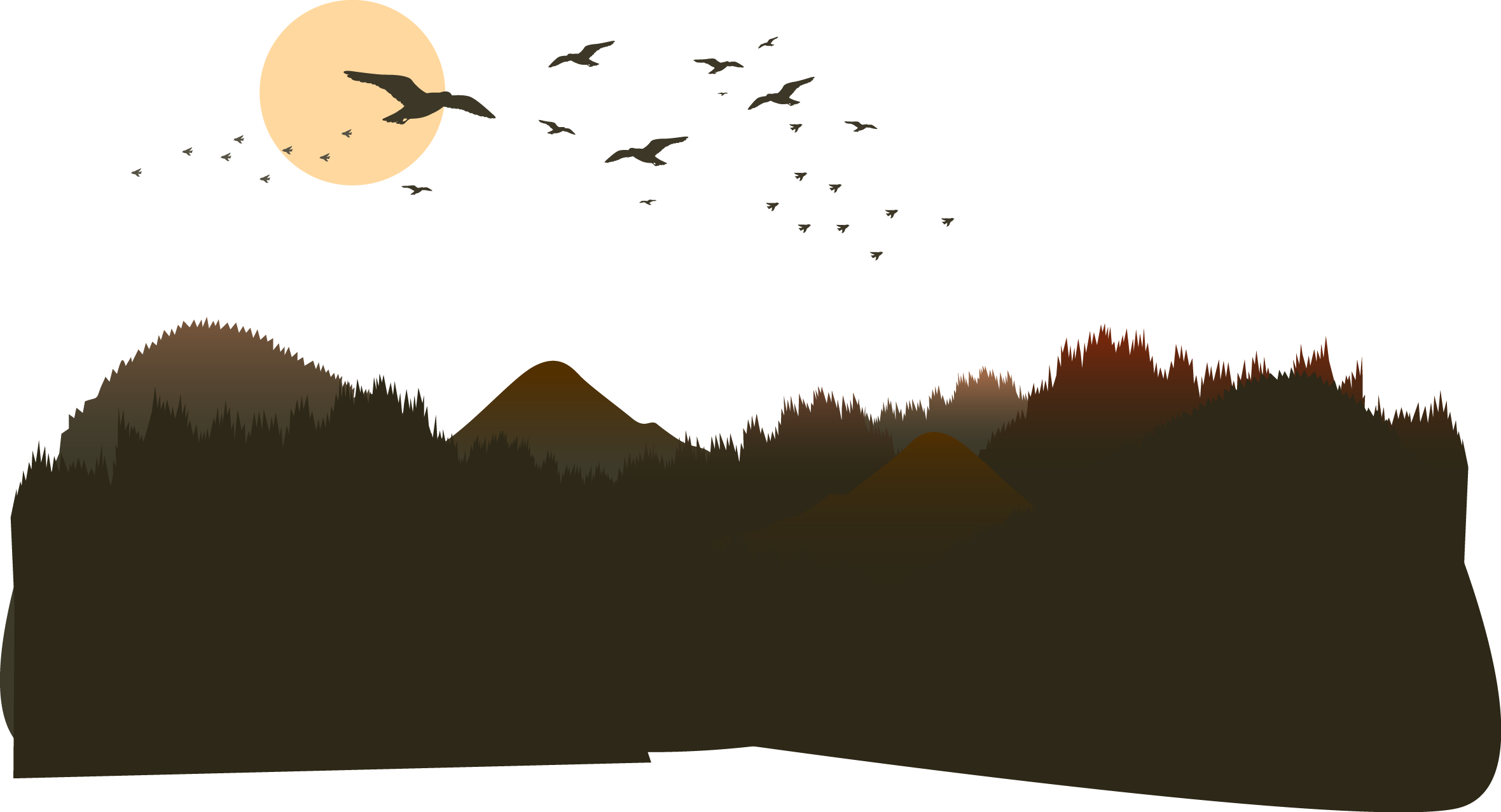 The Mountains Of The Mountain Vector - Mountain Silhouette Vector Png (2360x1278), Png Download