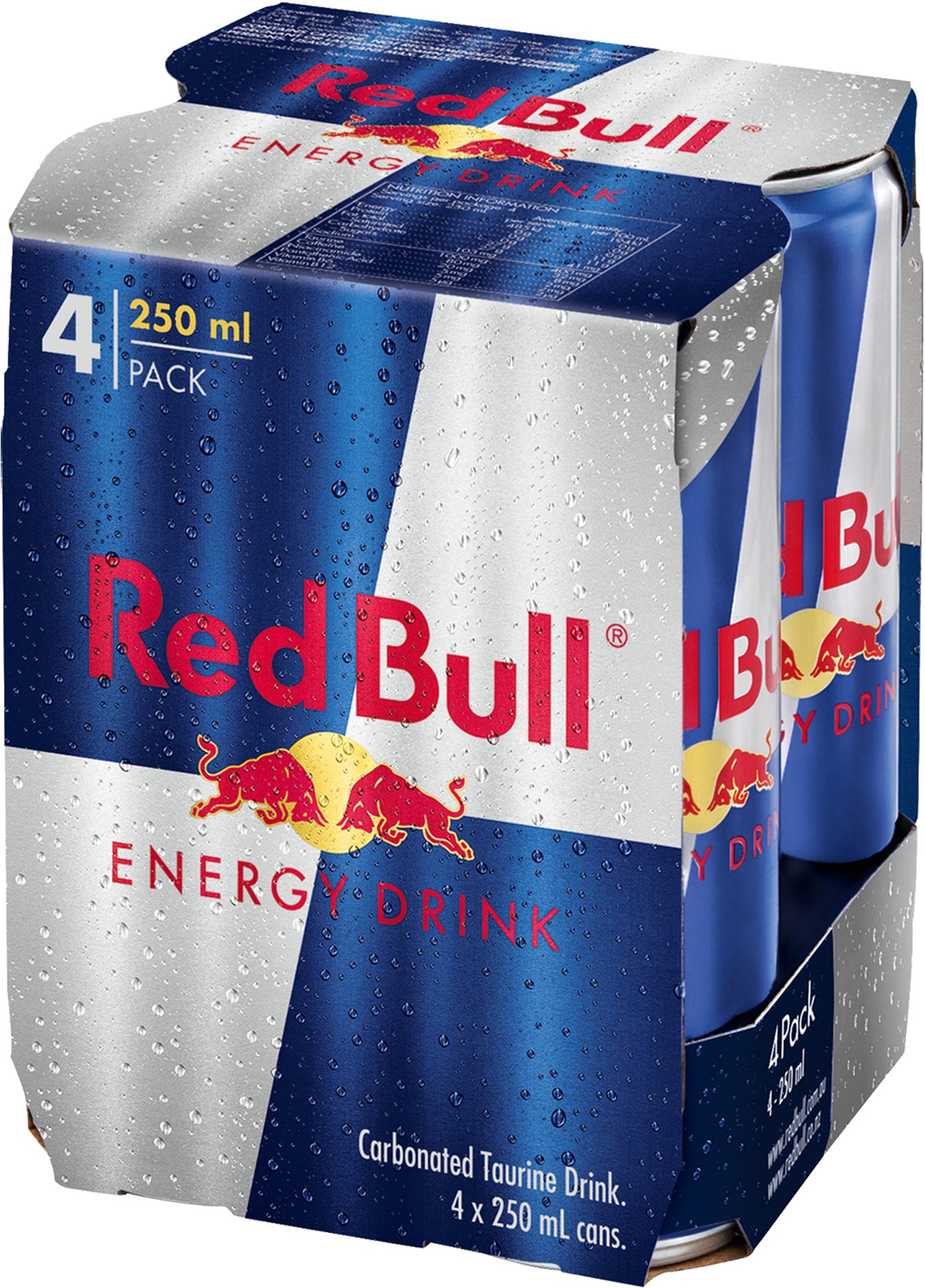 Red Bull Energy Drink Cans 250ml - Red Bull Energy Drink 4 Pack Can (1600x2000), Png Download