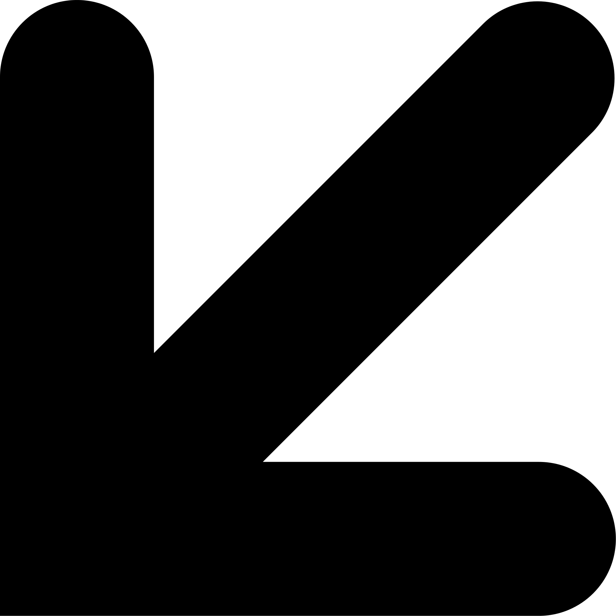 Open - Arrow Pointing Left Down (2000x2000), Png Download
