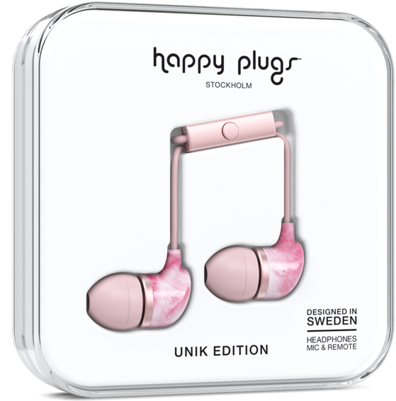 In-ear Pink Marble - Happy Plugs Earbud Plus - White Marble (600x600), Png Download