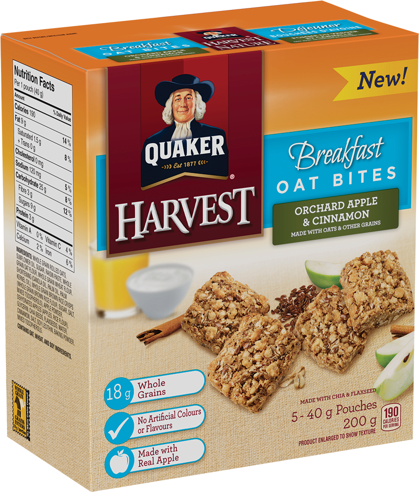Quaker® Harvest Orchard Apple & Cinnamon Oat Bites - Quaker Harvest Breakfast Strawberry Fruit Filled Squares (1200x1200), Png Download