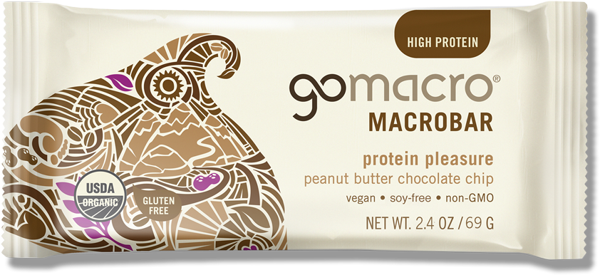 Protein Pleasure - Gomacro Peanut Butter Chocolate Chip (850x396), Png Download