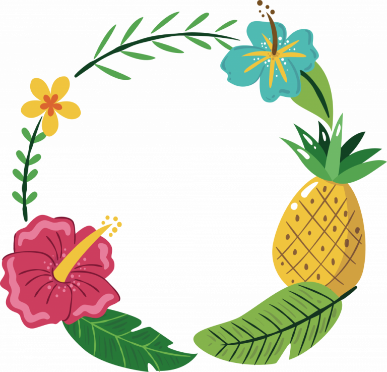 Pineapple Decoration Unique Pineapple Icon Yellow Pineapple - Tropical Wreath Personalized Pinback Button, Magnet (768x737), Png Download
