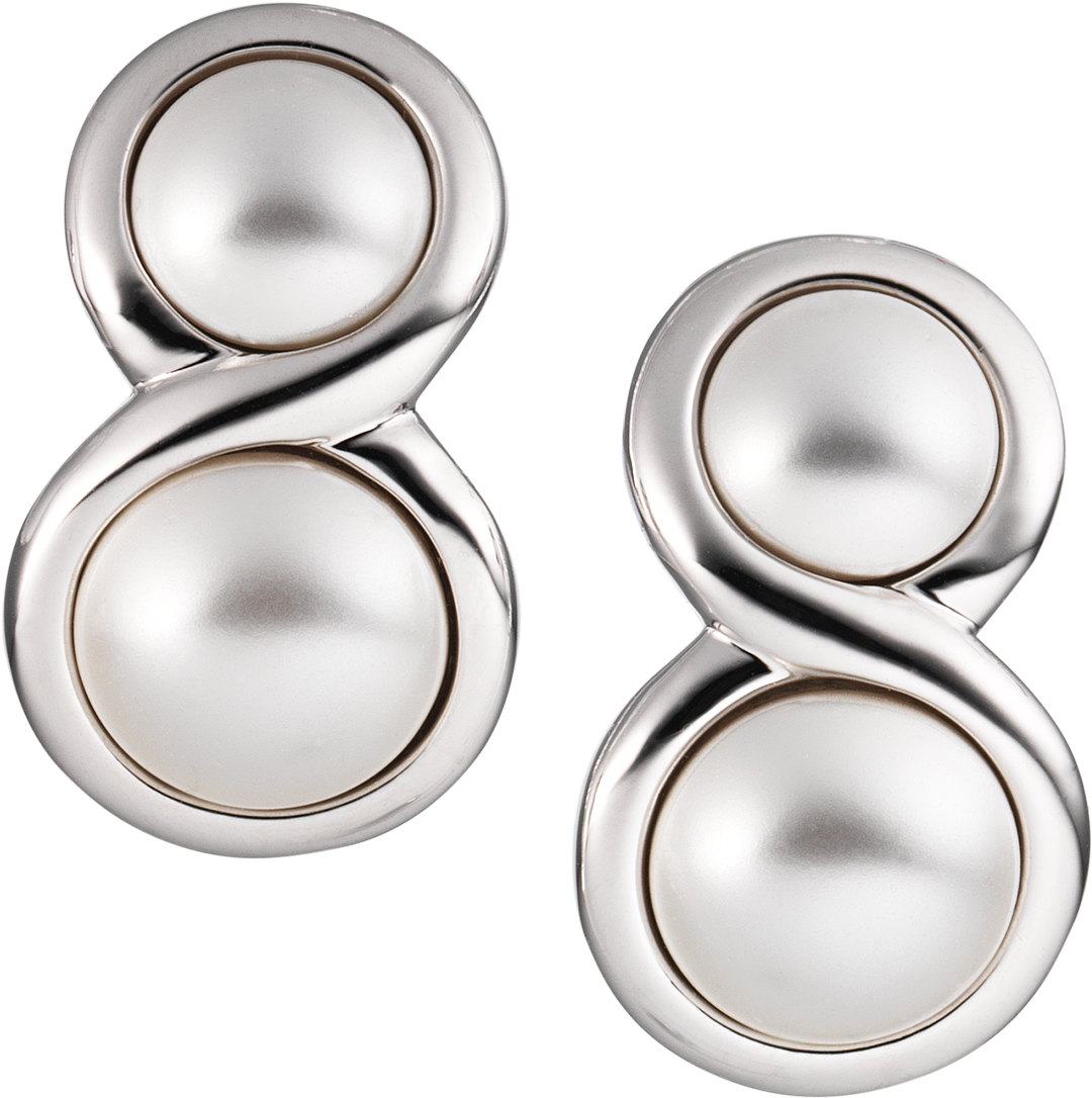 Clip On Eternity Pearl Earrings White Gold - Earrings (1200x1200), Png Download