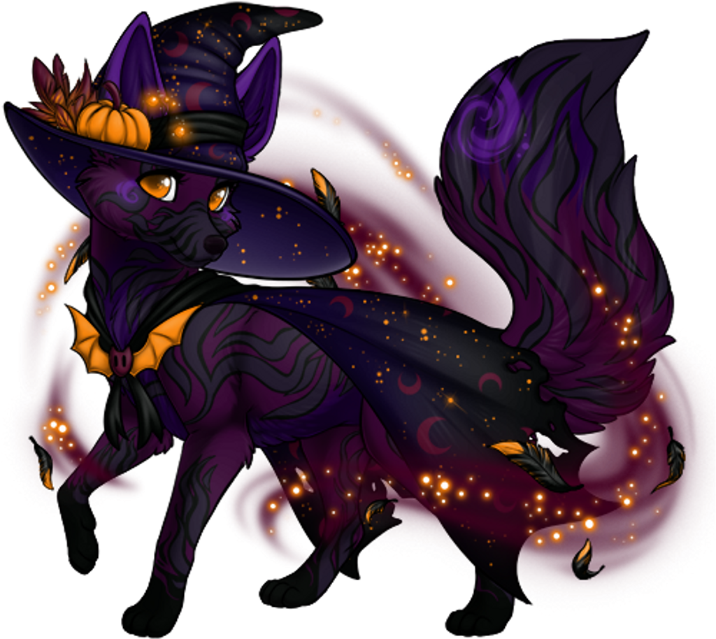 Cute Animal Animals Wolf Fox Witch Halloween Scary (1024x1024), Png Download