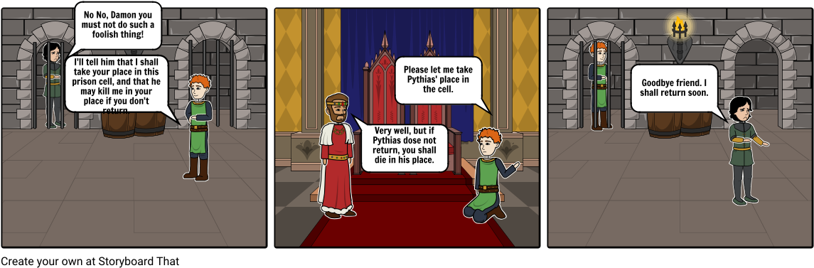Damon And Phythias - Cartoon (1164x385), Png Download