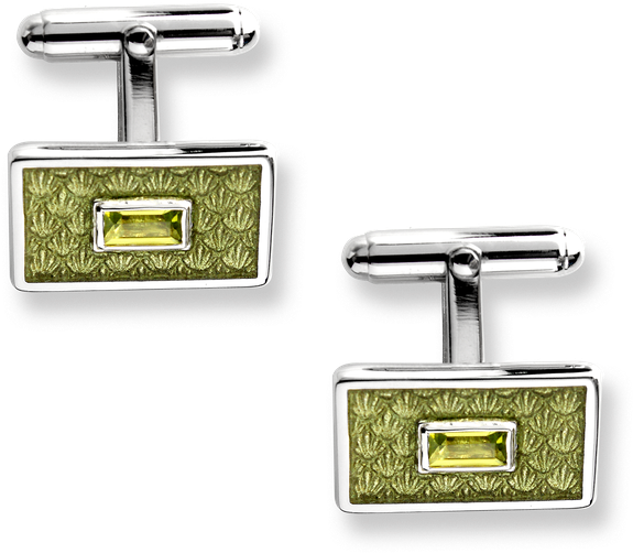 Nicole Barr Designs Sterling Silver Classic T Bar Cufflinks - Green (800x800), Png Download