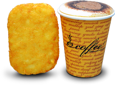 Hash Brown And Small Coffee Or Hot Chocolate (960x398), Png Download