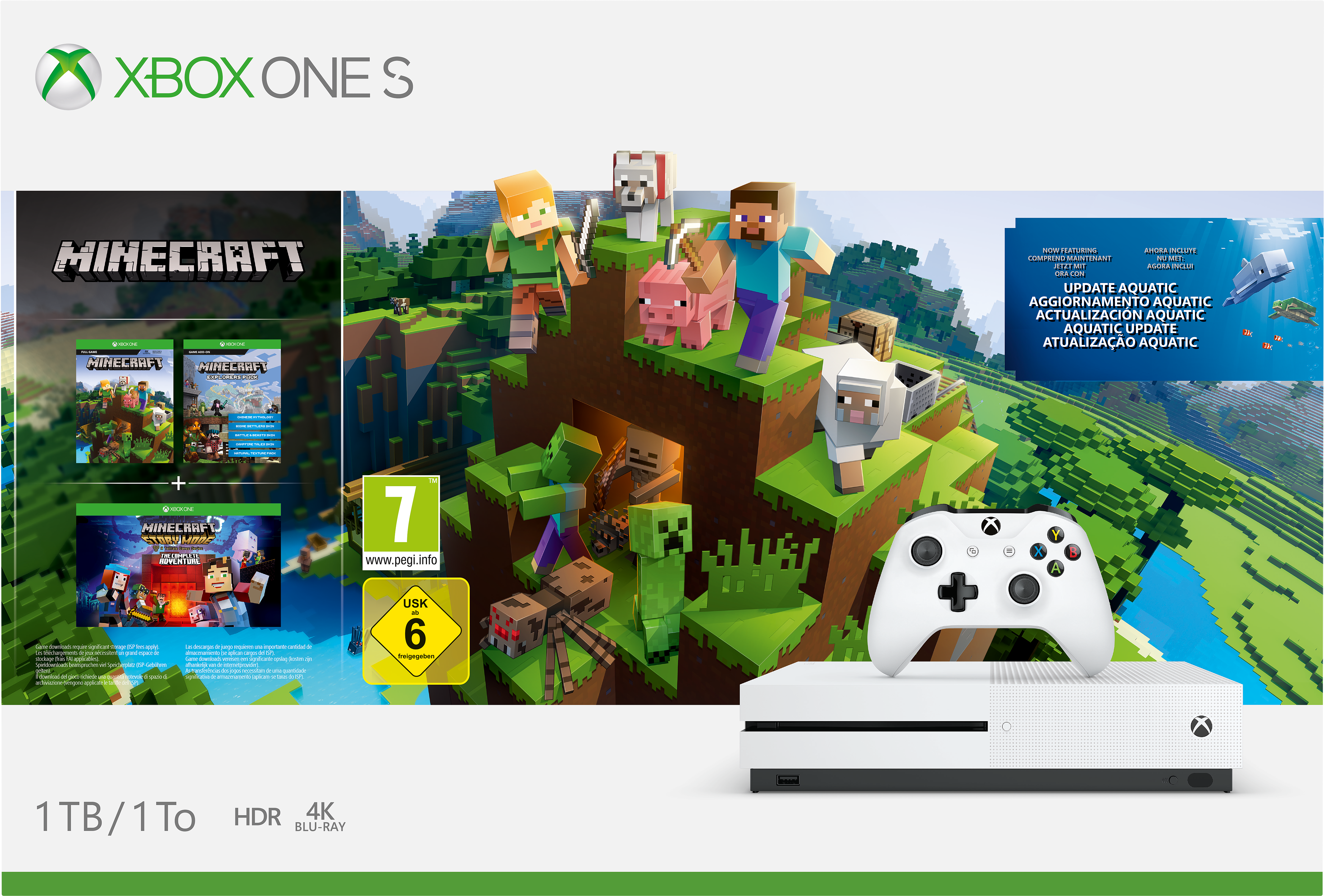 Xbox One S 1tb Minecraft Bundle (8000x6000), Png Download