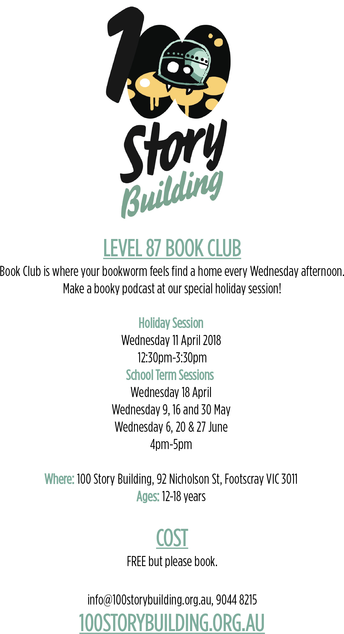 Book Club Special Session 11 April 2018 A3 Flyer 2 - 100 Story Building (1754x2480), Png Download