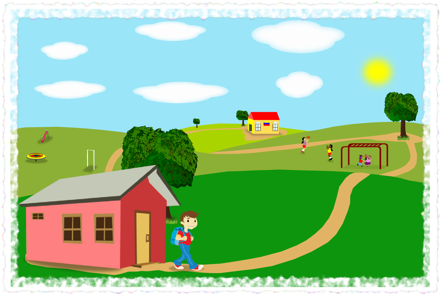 Fondo-paisaje - Cartoon (1436x968), Png Download