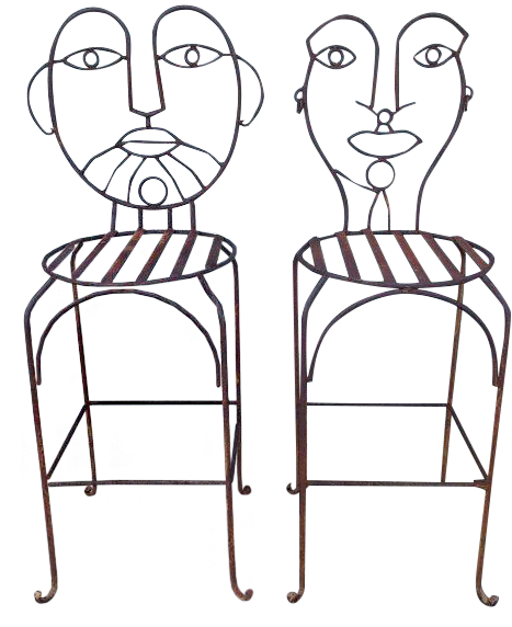 John Risley Wrought Iron Bar Stools - Bar Stool (570x760), Png Download
