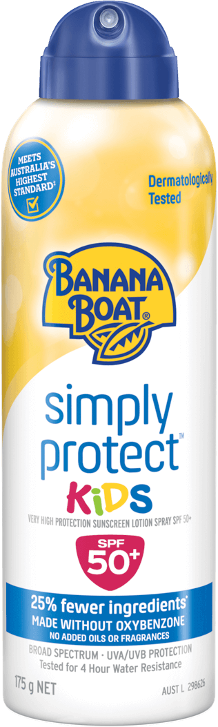 Banana Boat Simply Protect Kids Lotion Spray - Banana Boat Simply Protect Kids Spray (316x1053), Png Download