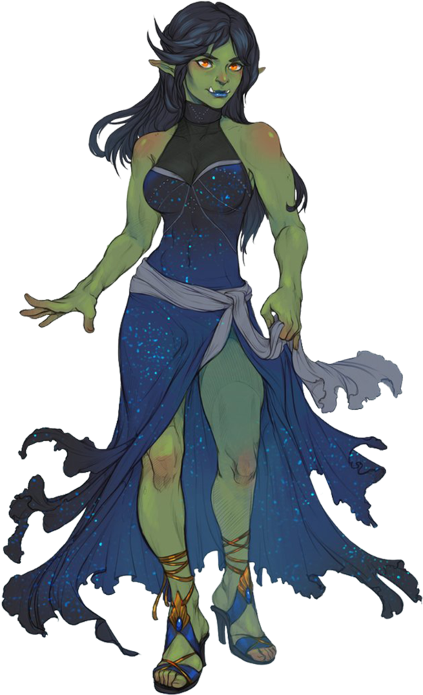 Amber Harris - Female Half Orc Warlock (634x1024), Png Download