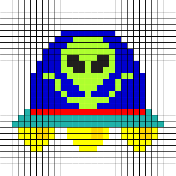 Ufo Perler Bead Pattern - Planet Hama Bead Patterns (610x610), Png Download